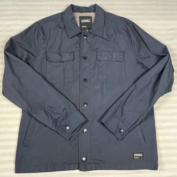 Ezekiel Jacket Mens Medium Navy Blue Nylon Snap Button Shirt Coat Lined Pockets - Picture 1 of 10